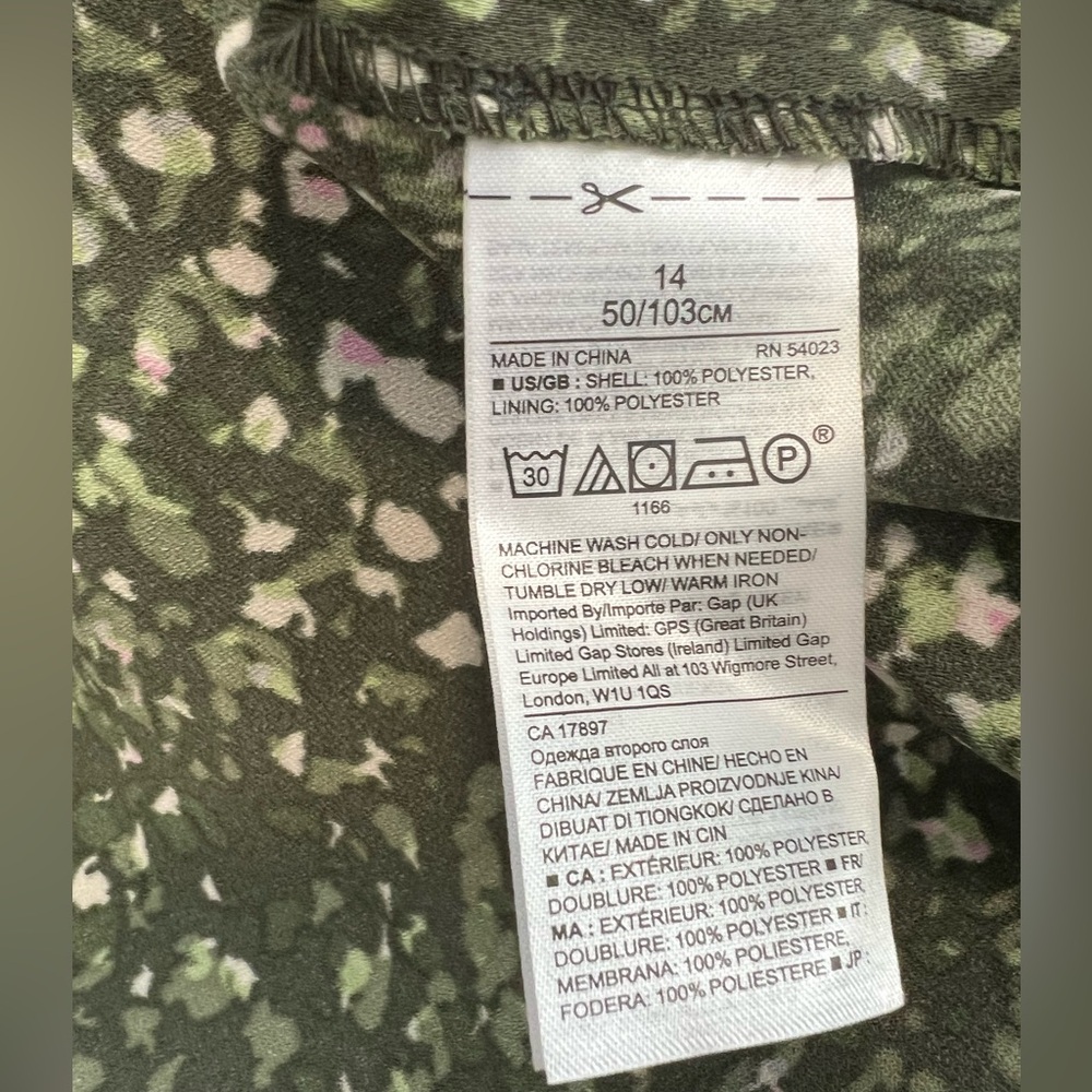 Banana Republic Olive Floral Mini Dress Size 14 - Picture 9 of 11